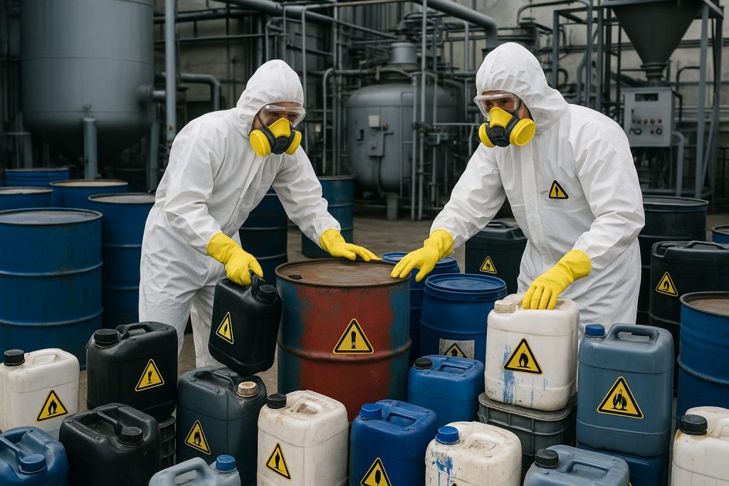 Утилизация упаковки и материалов, содержащих опасные вещества: краски, растворители, химреагенты