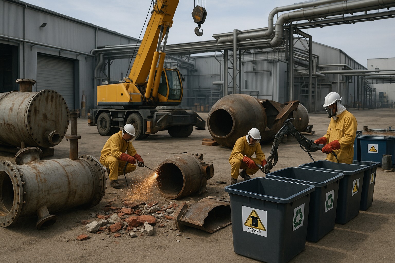 Утилизация крупных негабаритных отходов и оборудования (металлоконструкции, реакторы, резервуары) после списания